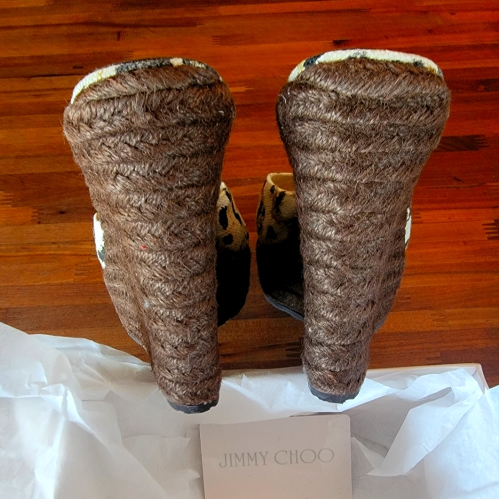 Jimmy Choo Leopard Print Wedge Sandals - Picture 5 of 8